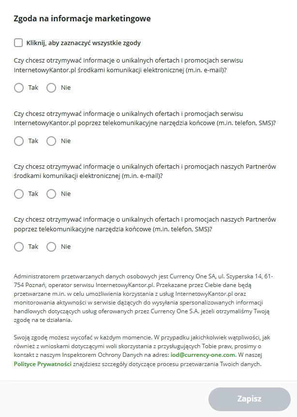 Zgody marketingowe