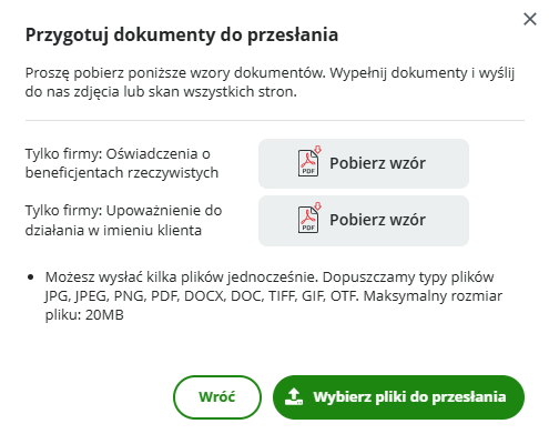 Pliki dla firm formularz