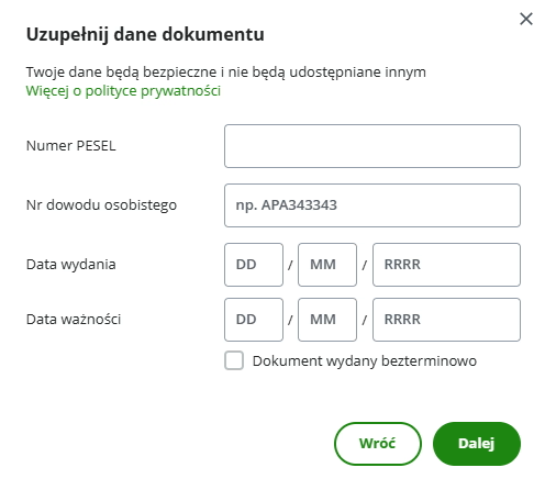 Uzupelnij dane dokumentu